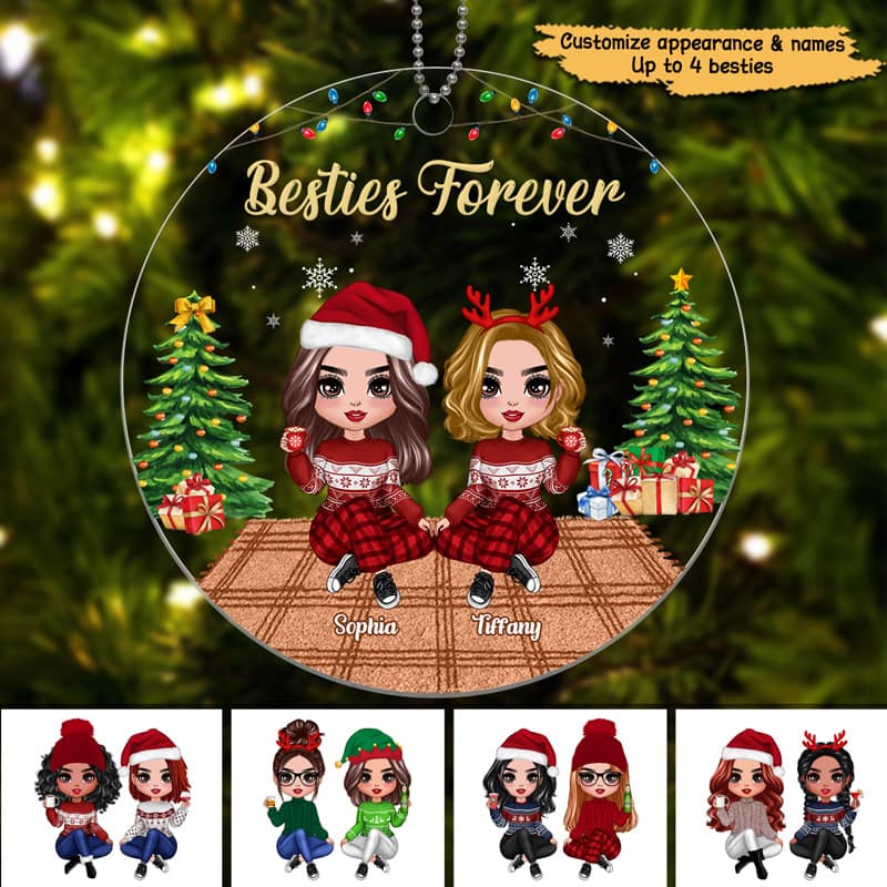 Doll Besties Sisters In House Christmas Personalized Acrylic Ornament
