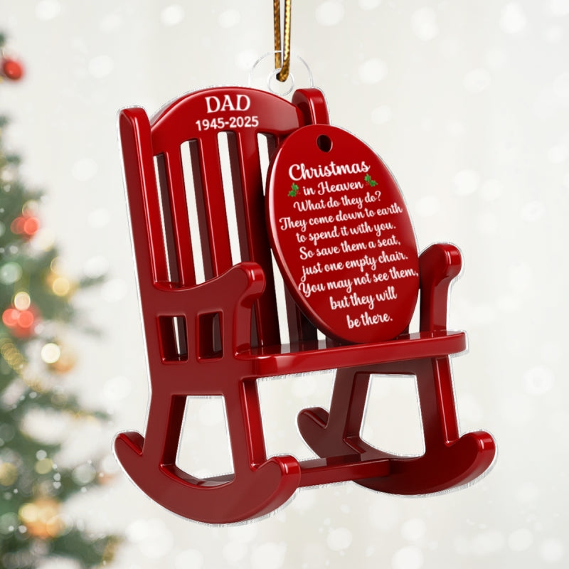 Christmas in Heaven Personalized 3D Effect Acrylic Rememberance Ornament, Heartwarming Gift for Loved Ones, Christmas Sympathy Gift