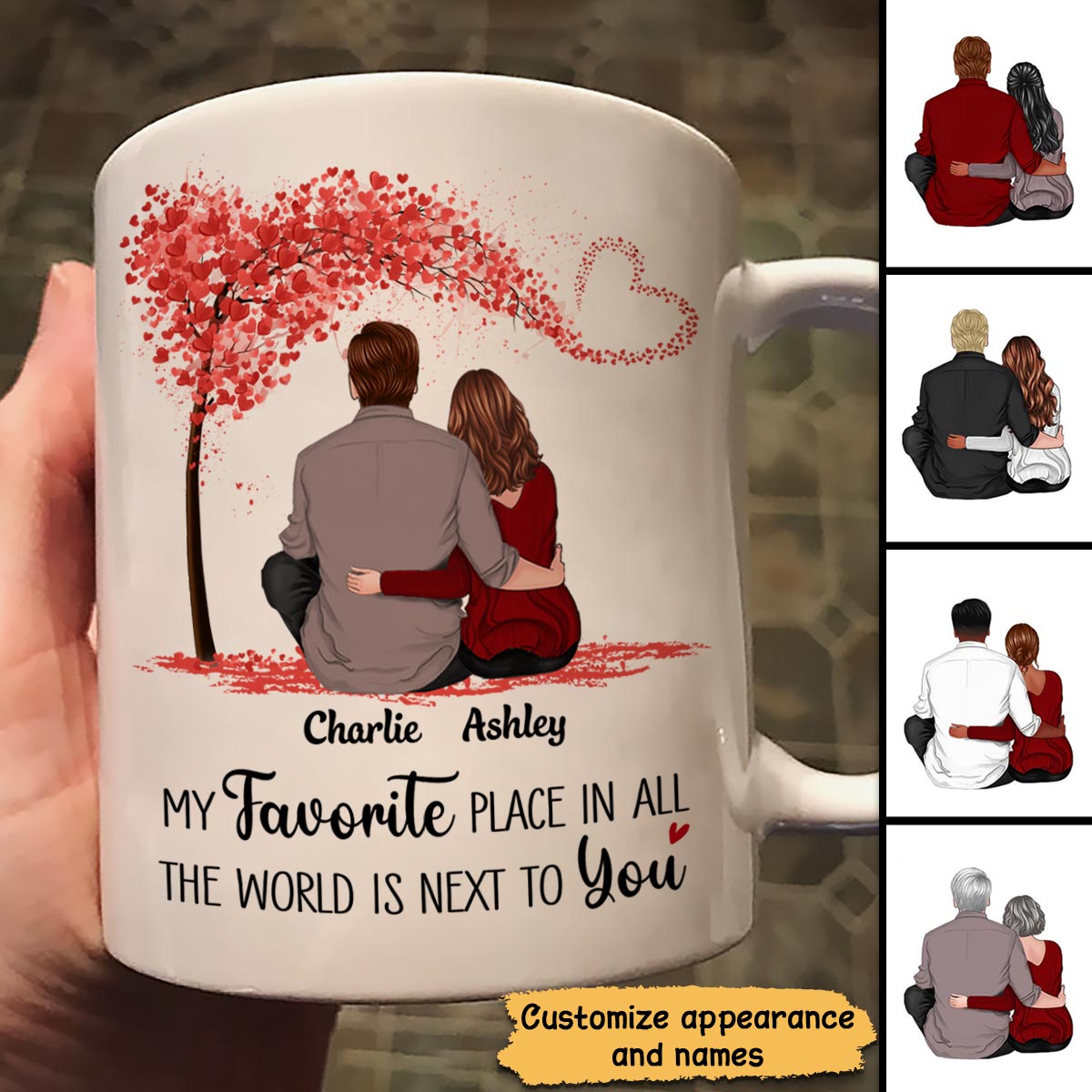 Couple Sitting Back View Personalized Mug - Valentine‘s Day Gift - Anniversary Gift For Him - Gift For Her