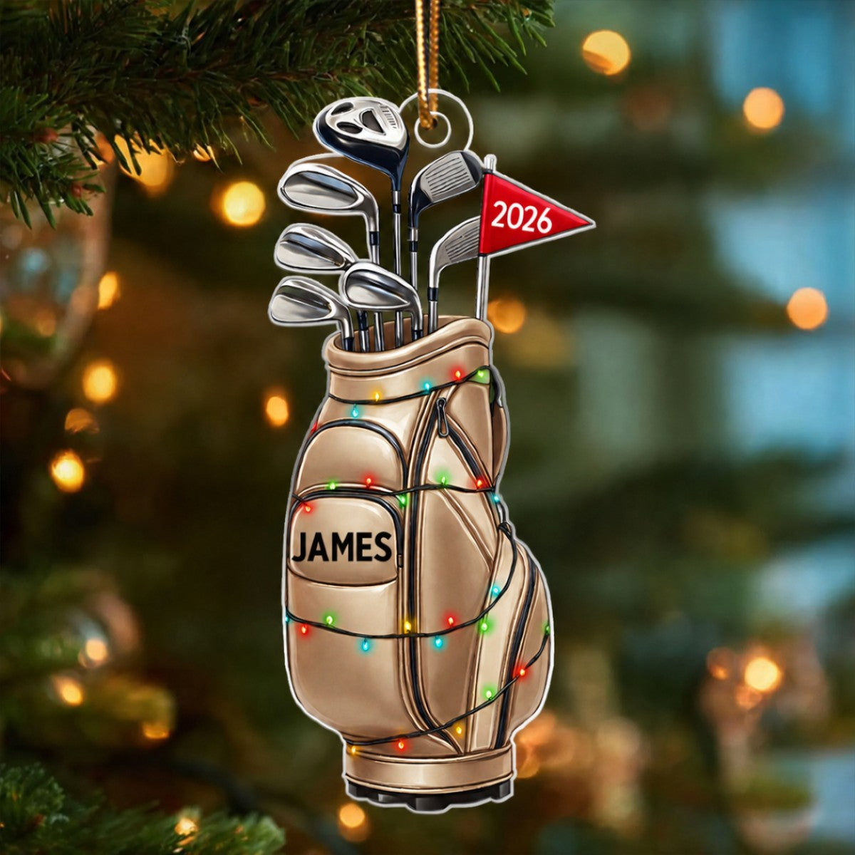 Custom Golf Bag - Personalized Acrylic Ornament - Christmas Gift for Golf Lovers, Gift for him, Dad, Grandpa