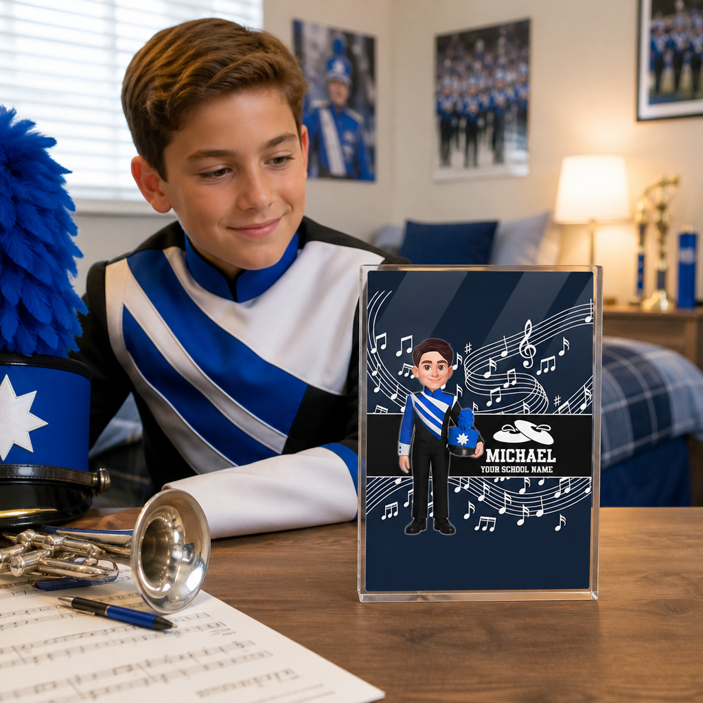 Custom Music Marching Band, Orchestra, Personalized Name, Color, School, Instrument, Trumpet, Clarinet, Tuba, Violine - Personalized Acrylic Block Plaque - Christmas Gift For Son, Grandson, Daughter, Granddaughter