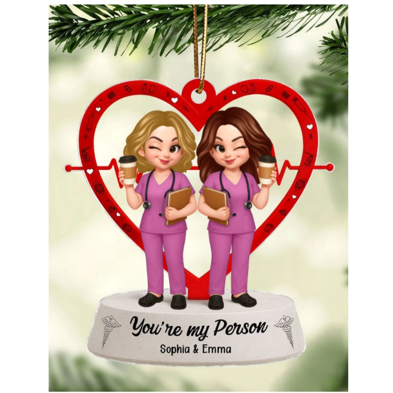 Nurse Heart Friendship Personalized Acrylic Ornament, Christmas Gift for Coworkers