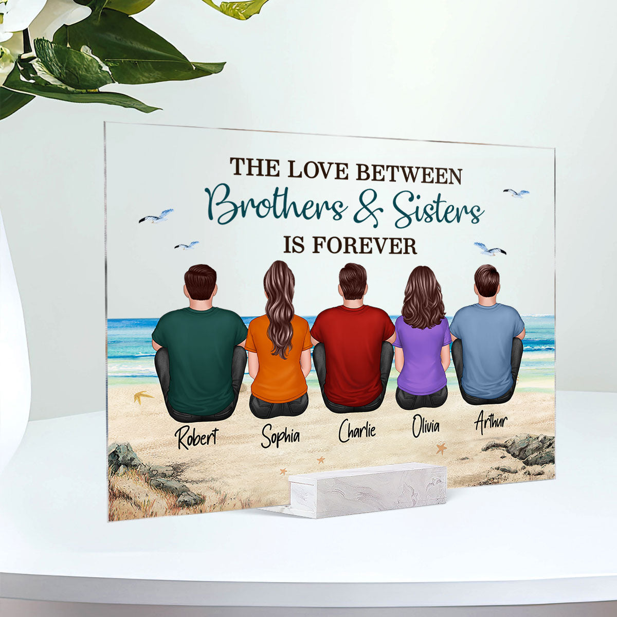 Brother Sisters Siblings Beach Landscape Personalized Acrylic Plaque