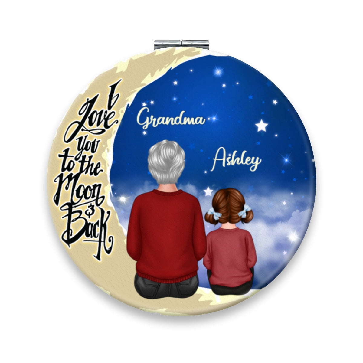 Grandma Grandkids On Moon Personalized Circle Compact Mirror