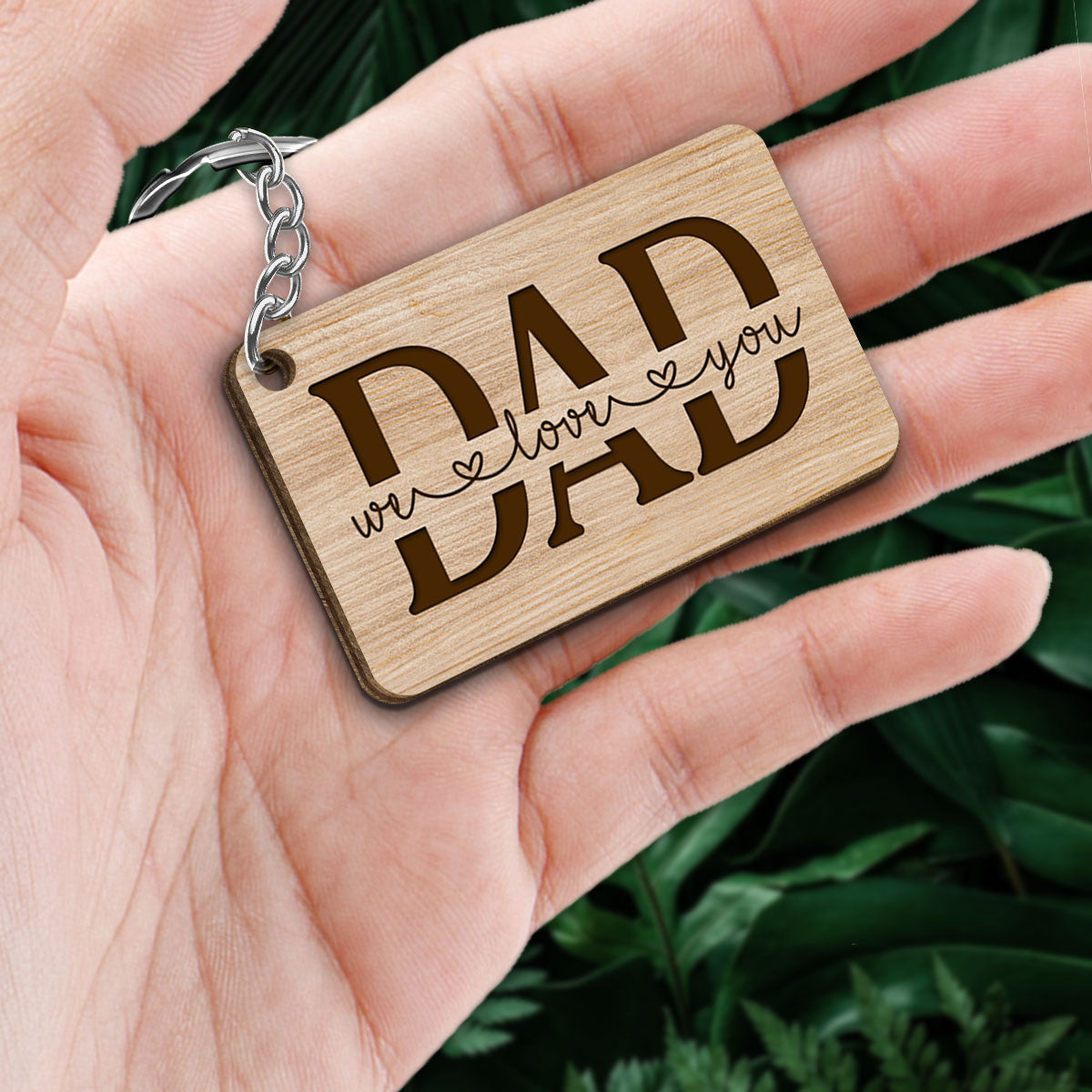 Best Dad Ever Happy Man Kids Dog Cat Personalized Wooden Keychain