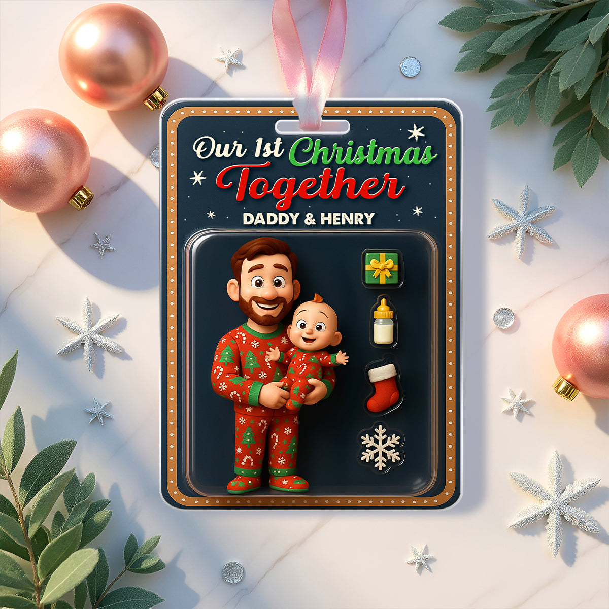 Our 1st Christmas Together Daddy & Baby Personalized Acrylic Ornament, 2025 Thoughtful Christmas Gift for New Dad