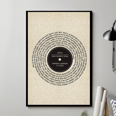 Vinyl Record First Dance Song Lyrics Wall Art Personalized Poster, Valentine's Day, Anniversary Gift for Him or Her - Music Lover
