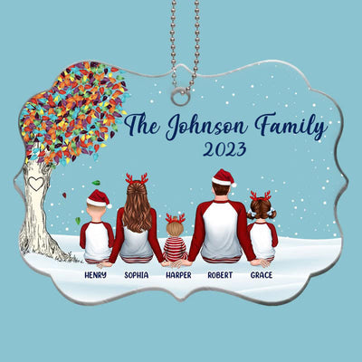 Pajamas Family Colorful Tree Personalized Acrylic Ornament