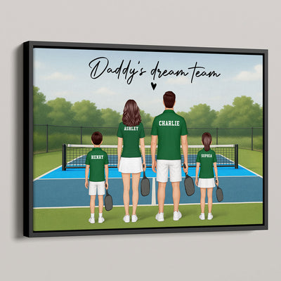 Daddy's Team Pickleball Family Back View Personalized Poster, Father's Day Gift