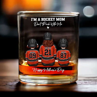 I'm A Hockey Mom Don't Puck With Me - Personalized Wine Glass - Gift For Hockey Mom, Gift For Wife