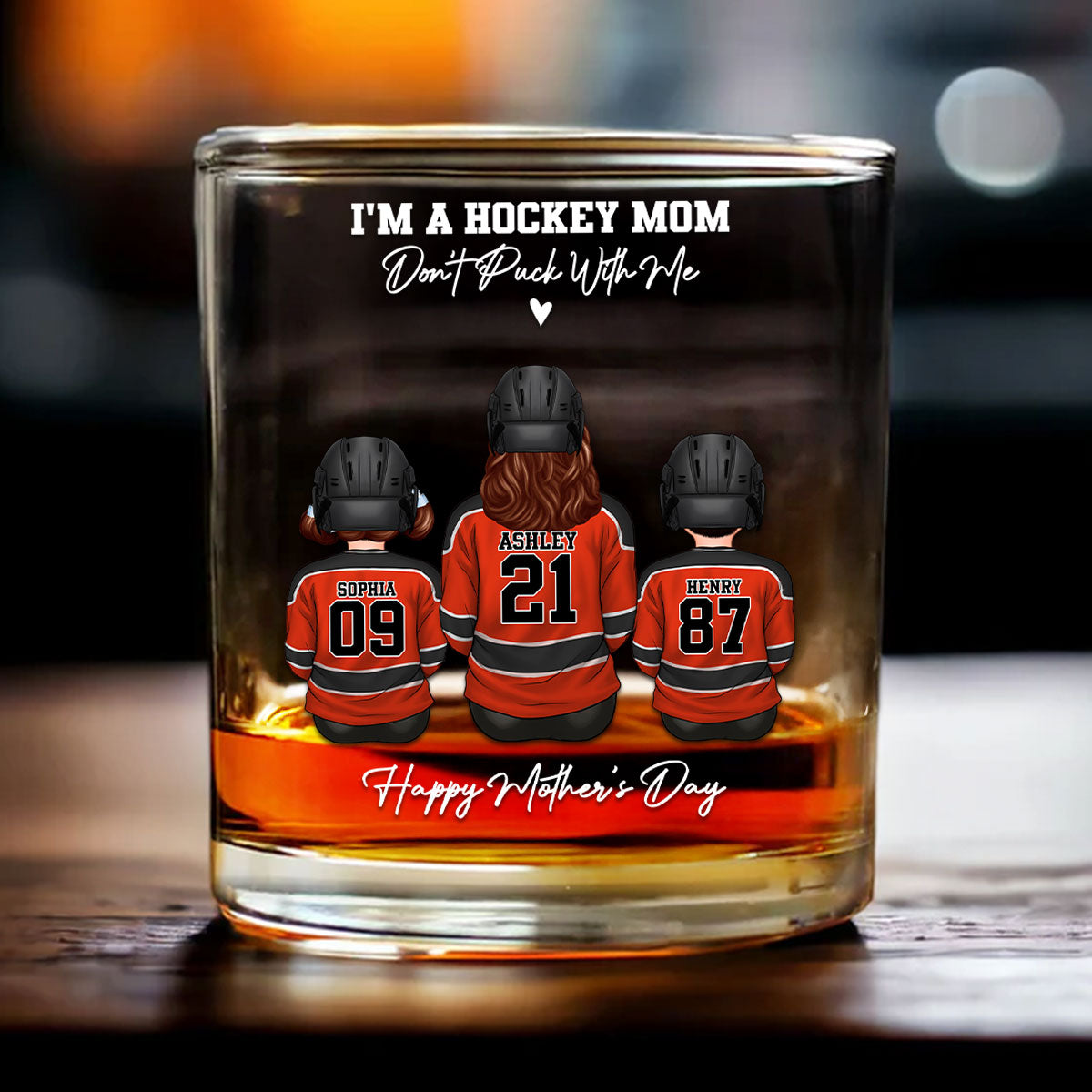 I'm A Hockey Mom Don't Puck With Me - Personalized Wine Glass - Gift For Hockey Mom, Gift For Wife