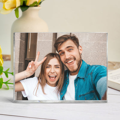 Couple Photo Upload Personalized Rectangle Acrylic Block Plaque, Heartfelt Gift For Couple, For Him, For Her, Boyfriend, Girlfriend, Husband, Wife