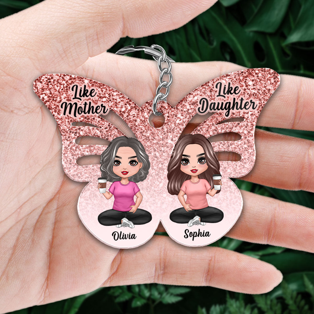 Like Mother Like Daughter Butterfly Personalized Acrylic Keychain