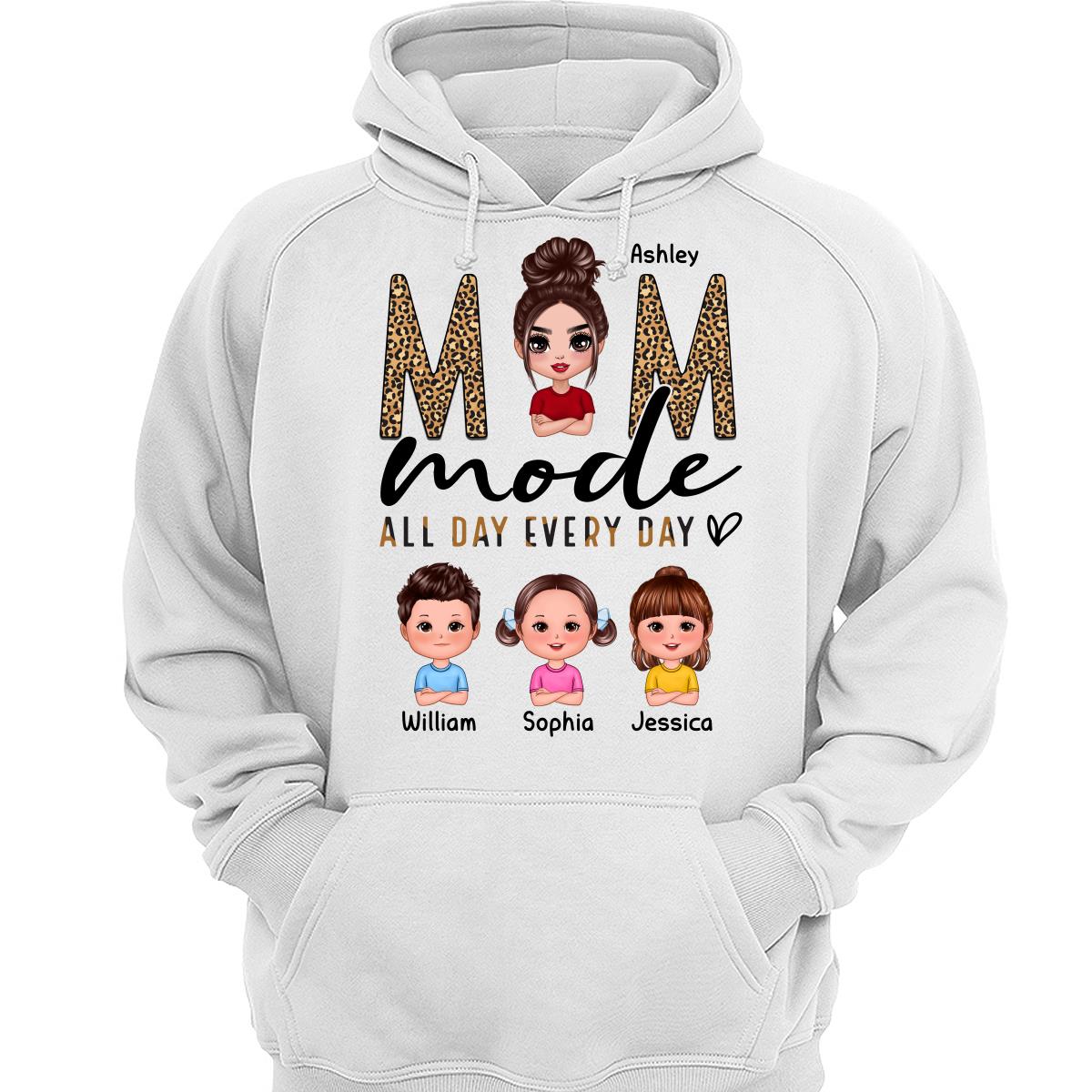 Mom Mode All Day Every Day Doll Mother Children Leopard Pattern Personalized Shirt