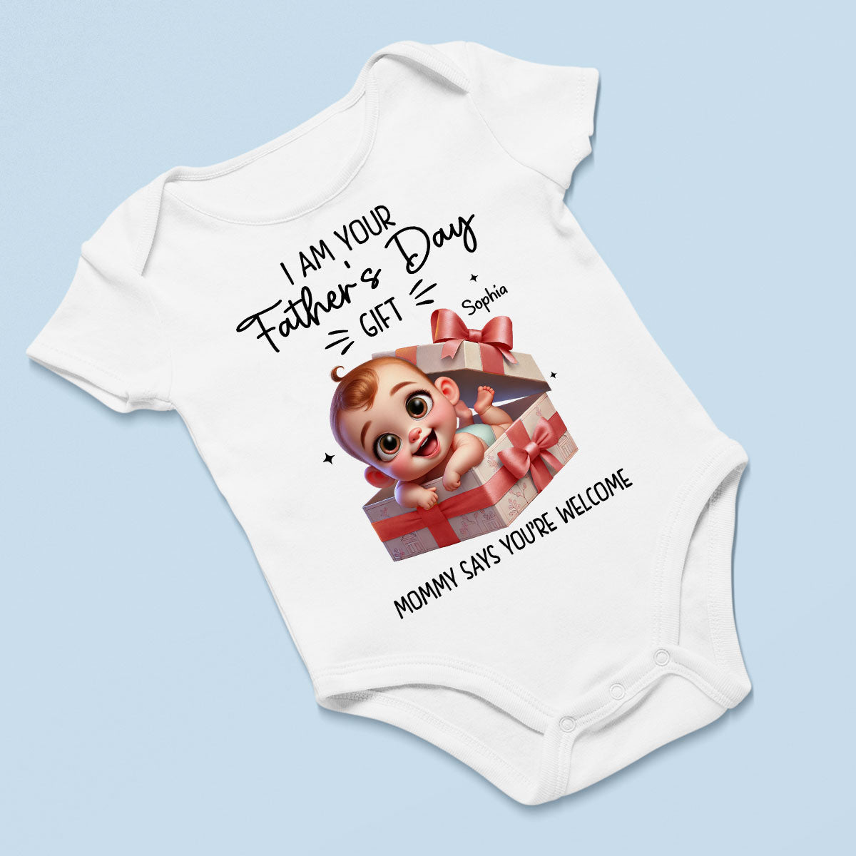 I'm Your Father's Day Gift Cute Baby In Gift Box Personalized Baby Onesie, Baby Shirt