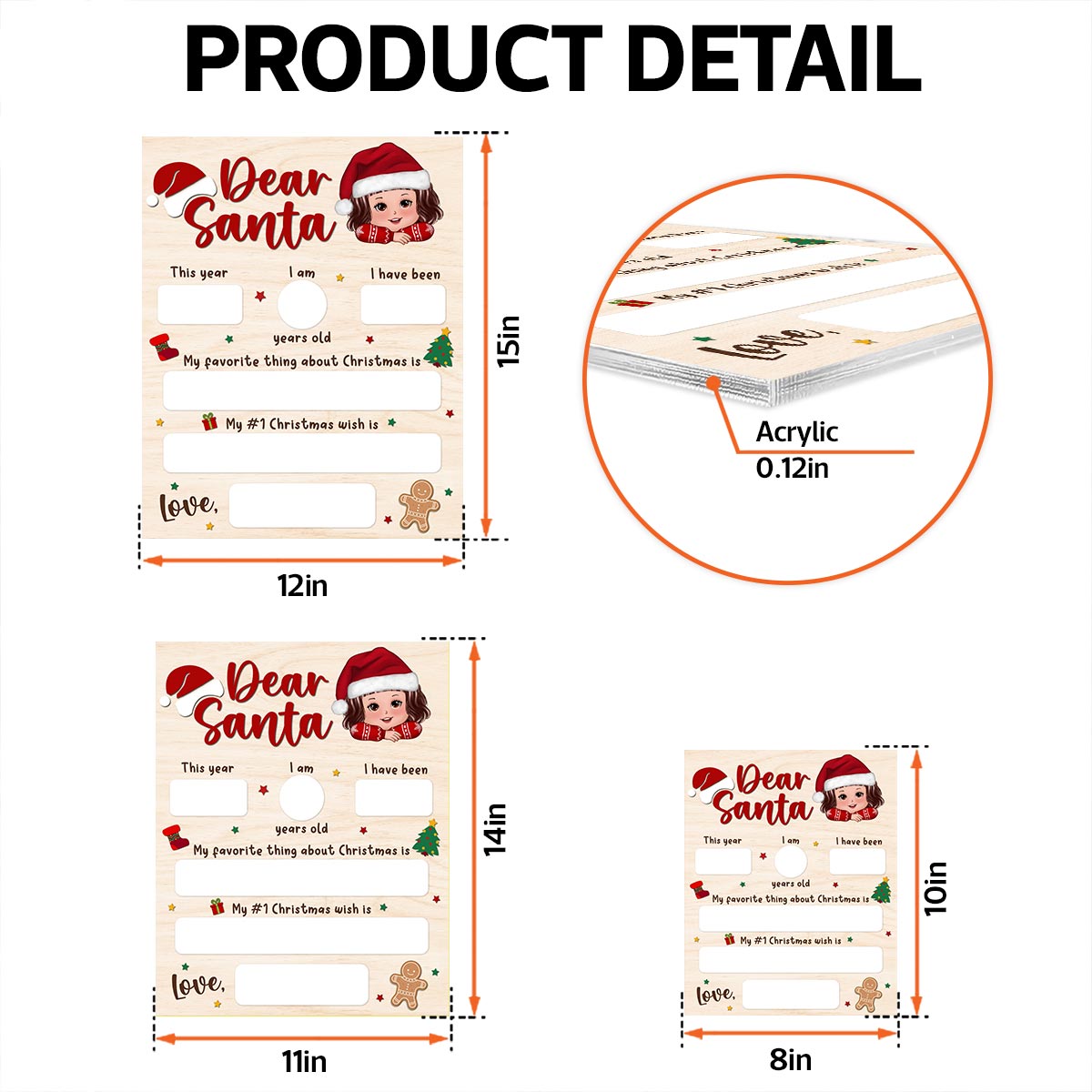 Dear Santa Wishlist From Kid Christmas Personalized Board Sign, Christmas Gift For Son, Daughter