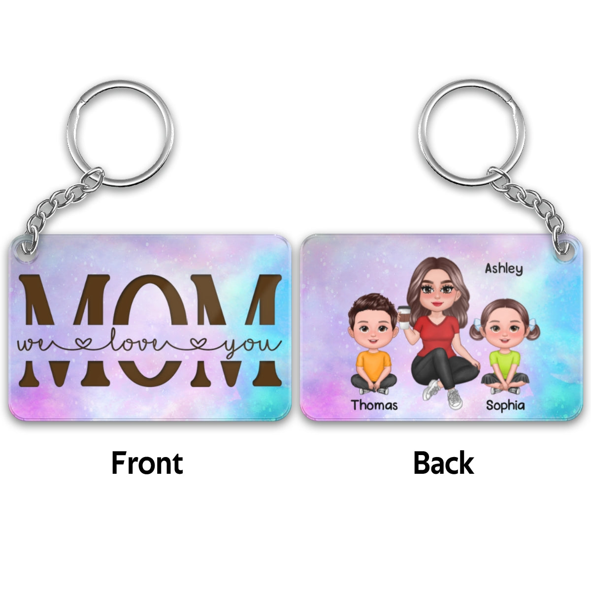 Best Mom Ever Pretty Doll Woman & Kids Galaxy Personalized Acrylic Keychain