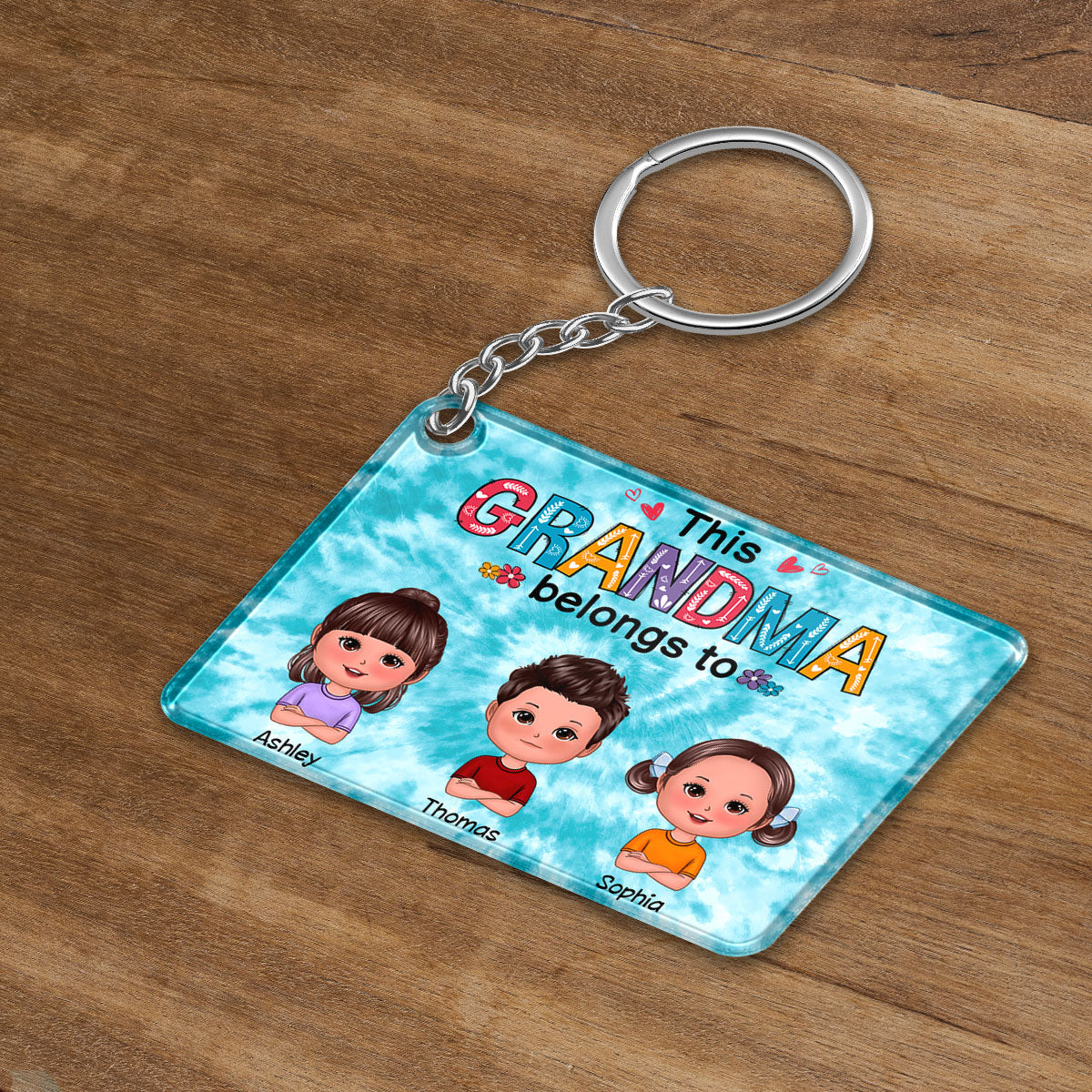 Colorful Floral Pattern This Grandma Mom Belongs To Doll Kids Personalized Acrylic Keychain