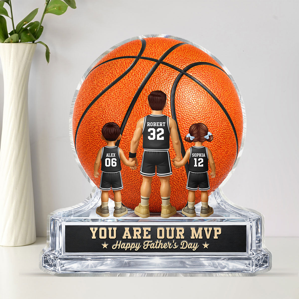 Basketball No 1 Dad Legend You Are Our MVP - Personalized Acrylic Block Plaque - Father's Day Gift For Dad, Husband, Basketball Fans