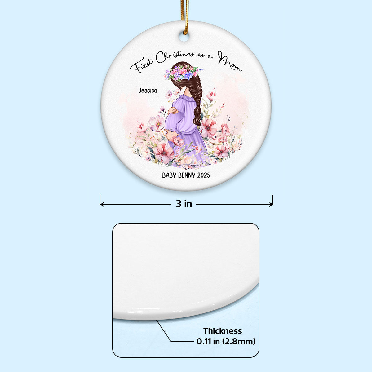 First Christmas as a Mom, Mom-to-Be Ornament, Baby Bumps first Christmas Gift