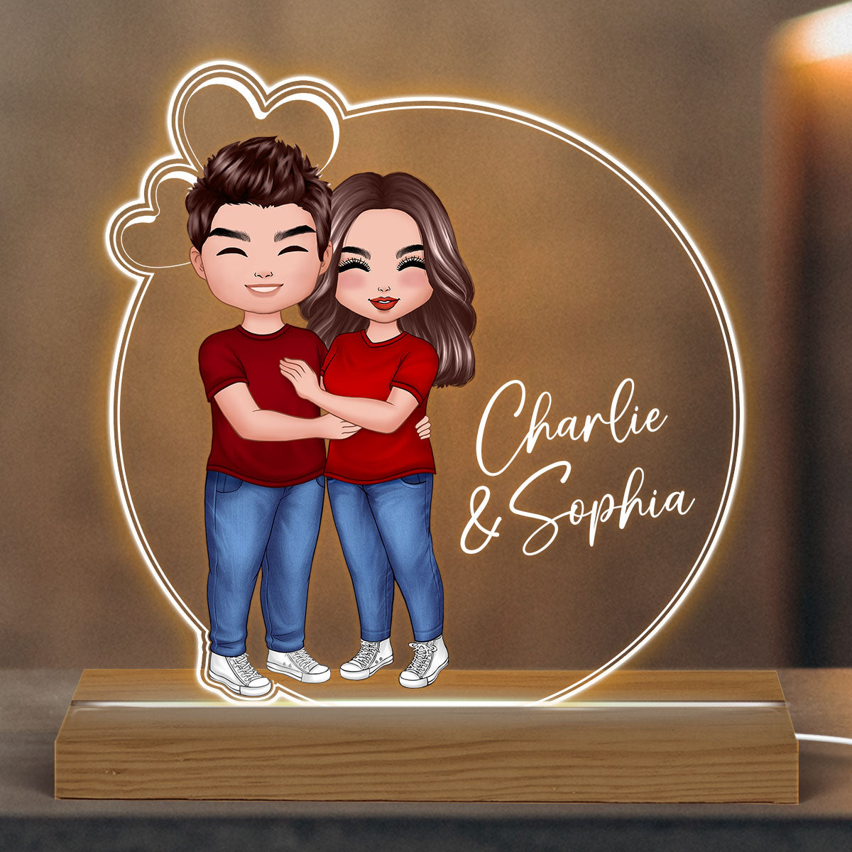 Couple Hugging Kising Simple Personalized Acrylic LED Night Light