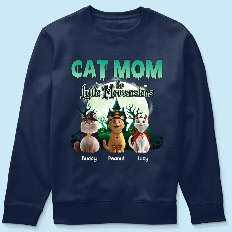 Cat Mom to Little Meownsters Personalized Shirt, Halloween Shirt for Cat Moms