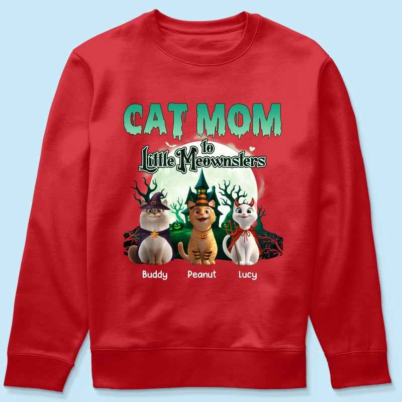 Cat Mom to Little Meownsters Personalized Shirt, Halloween Shirt for Cat Moms