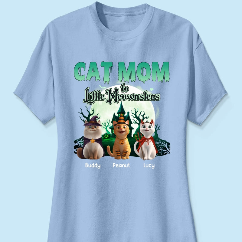 Cat Mom to Little Meownsters Personalized Shirt, Halloween Shirt for Cat Moms