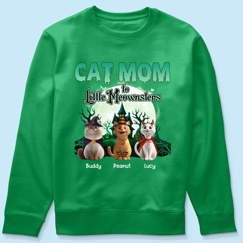 Cat Mom to Little Meownsters Personalized Shirt, Halloween Shirt for Cat Moms