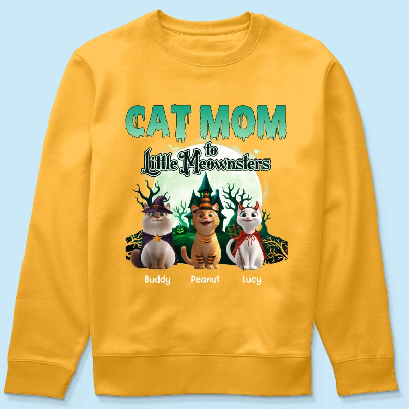 Cat Mom to Little Meownsters Personalized Shirt, Halloween Shirt for Cat Moms