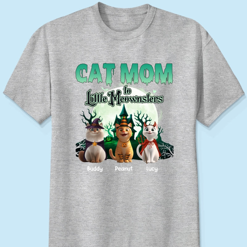 Cat Mom to Little Meownsters Personalized Shirt, Halloween Shirt for Cat Moms