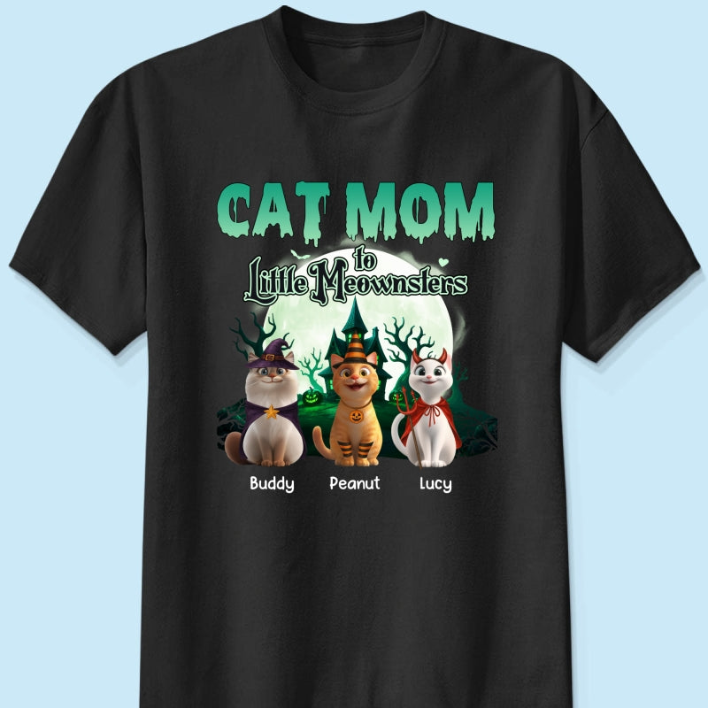 Cat Mom to Little Meownsters Personalized Shirt, Halloween Shirt for Cat Moms