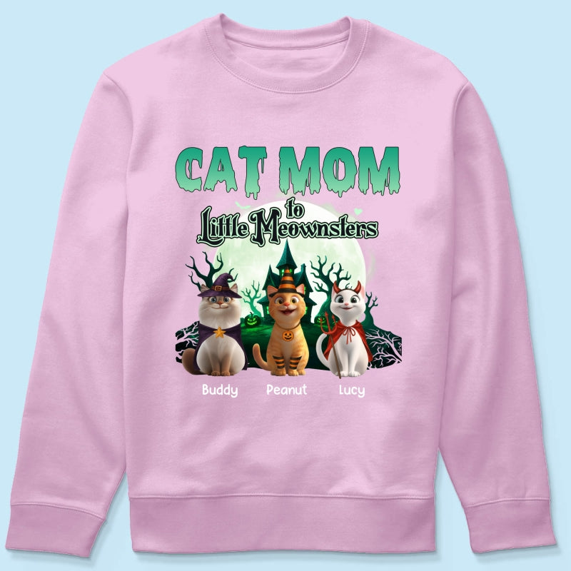 Cat Mom to Little Meownsters Personalized Shirt, Halloween Shirt for Cat Moms