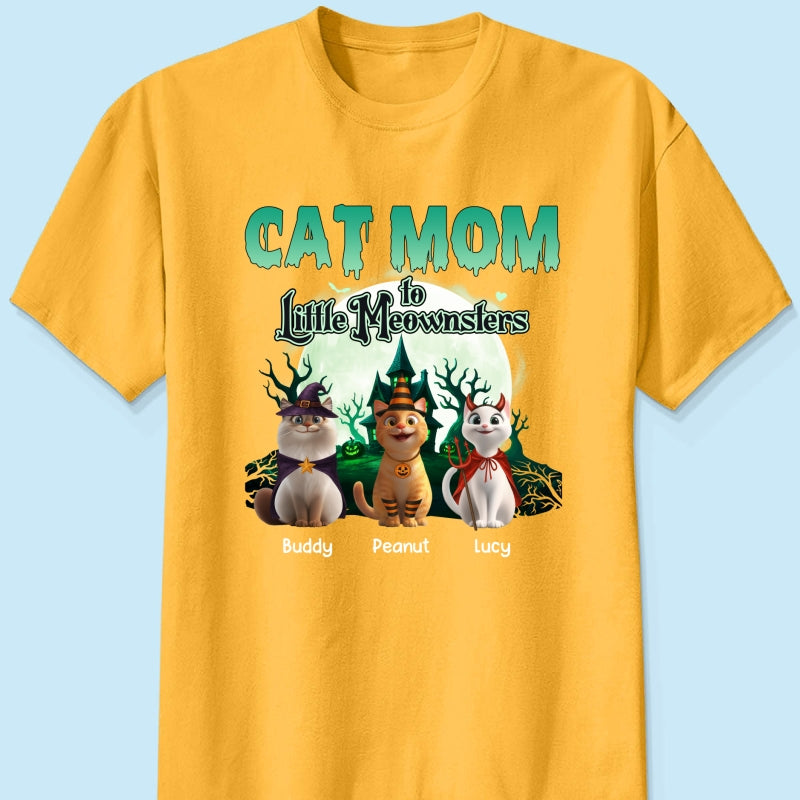 Cat Mom to Little Meownsters Personalized Shirt, Halloween Shirt for Cat Moms
