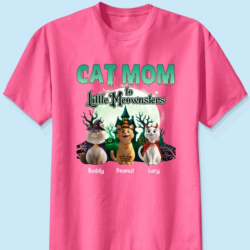 Cat Mom to Little Meownsters Personalized Shirt, Halloween Shirt for Cat Moms