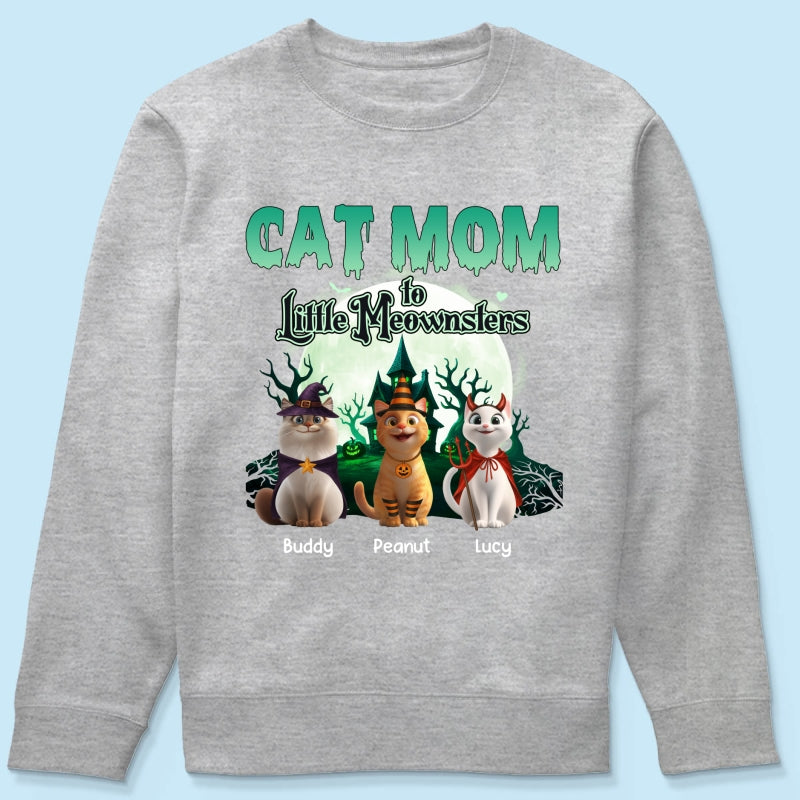 Cat Mom to Little Meownsters Personalized Shirt, Halloween Shirt for Cat Moms