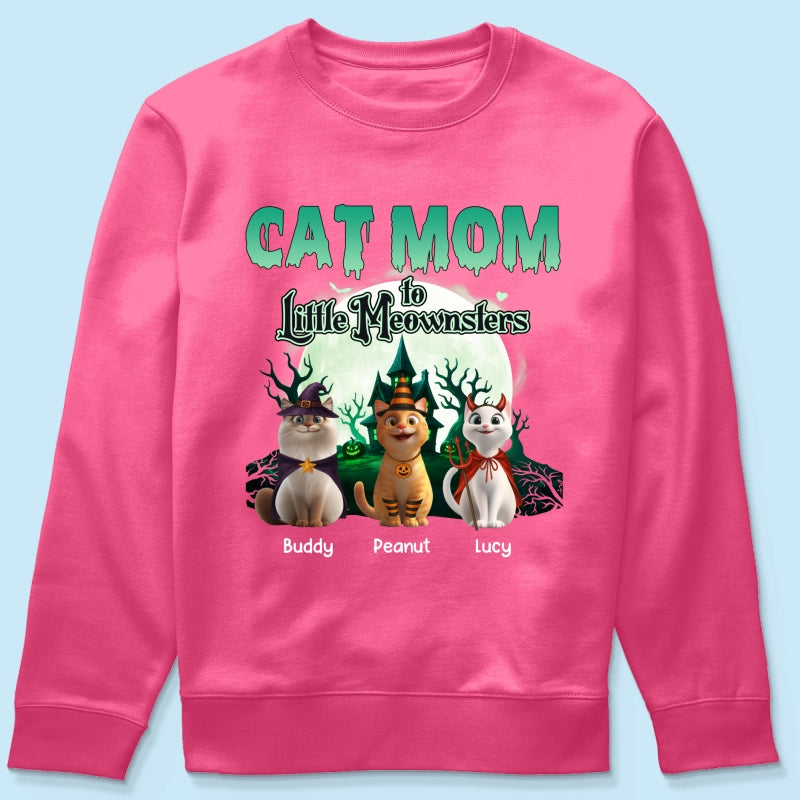 Cat Mom to Little Meownsters Personalized Shirt, Halloween Shirt for Cat Moms