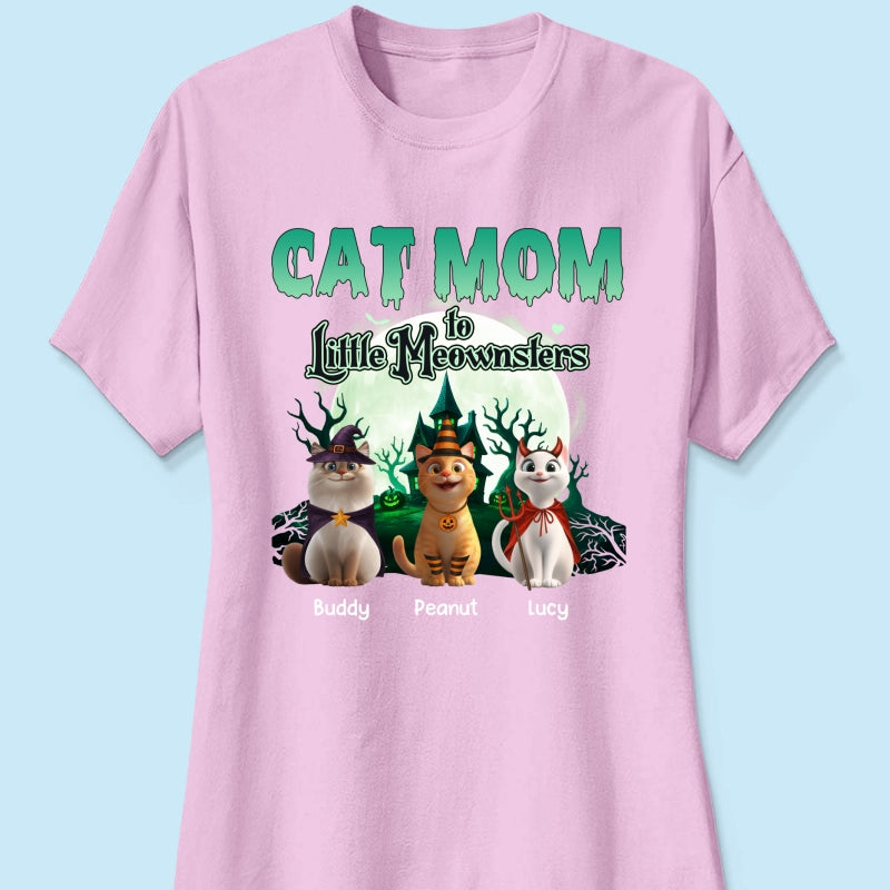 Cat Mom to Little Meownsters Personalized Shirt, Halloween Shirt for Cat Moms