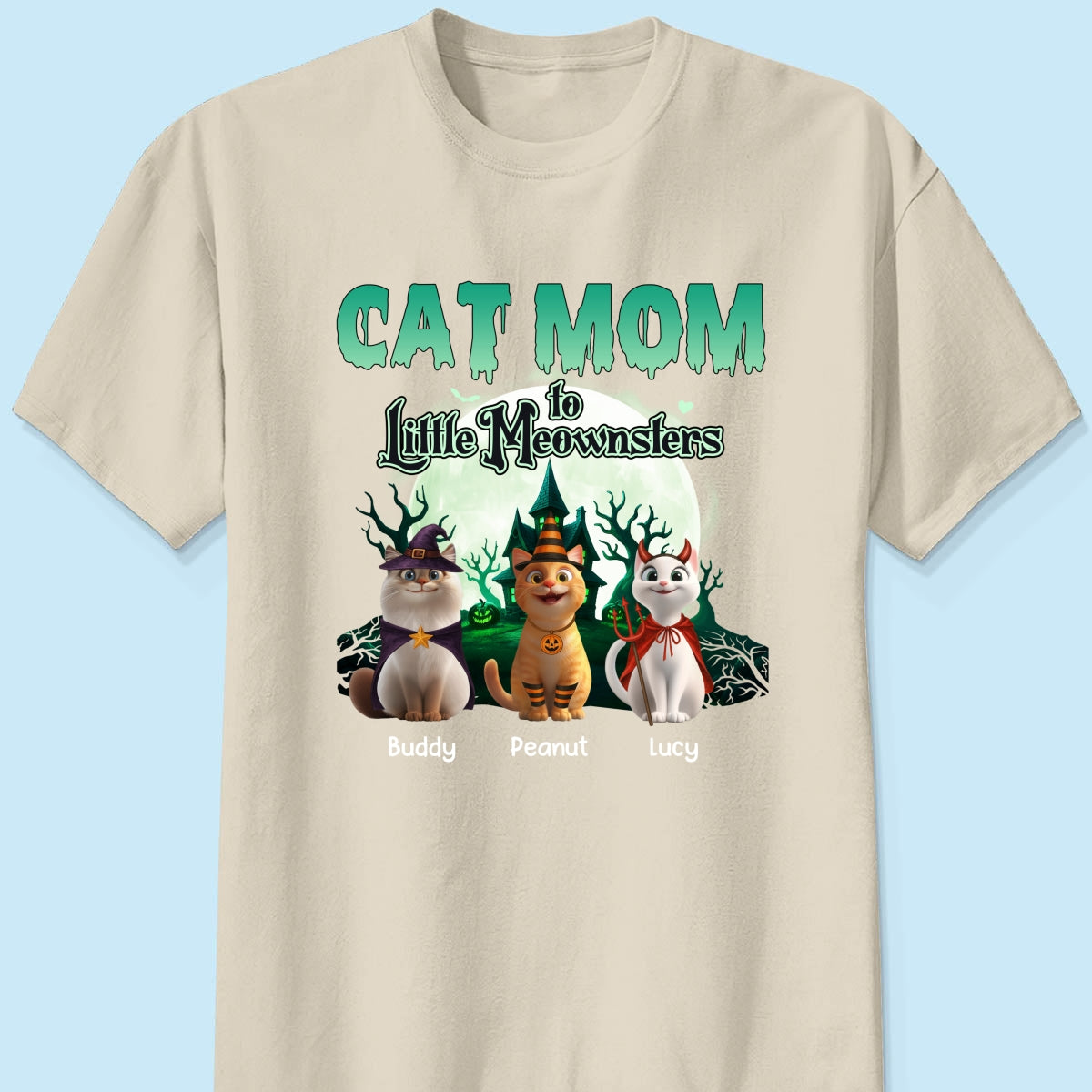 Cat Mom to Little Meownsters Personalized Shirt, Halloween Shirt for Cat Moms