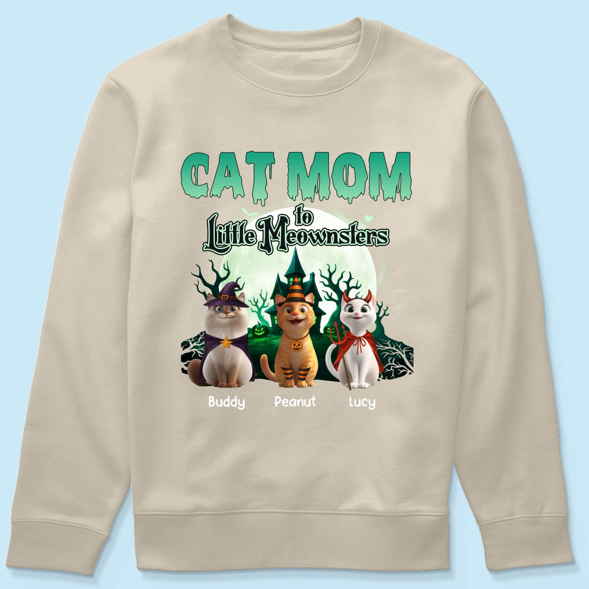 Cat Mom to Little Meownsters Personalized Shirt, Halloween Shirt for Cat Moms