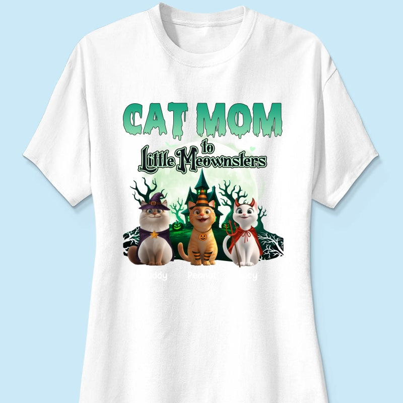 Cat Mom to Little Meownsters Personalized Shirt, Halloween Shirt for Cat Moms
