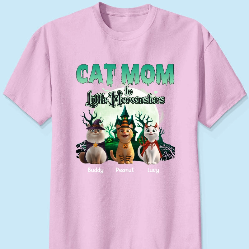 Cat Mom to Little Meownsters Personalized Shirt, Halloween Shirt for Cat Moms