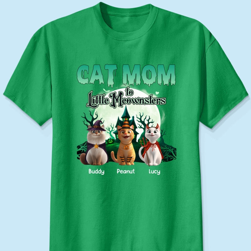 Cat Mom to Little Meownsters Personalized Shirt, Halloween Shirt for Cat Moms