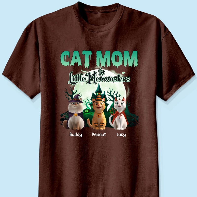 Cat Mom to Little Meownsters Personalized Shirt, Halloween Shirt for Cat Moms