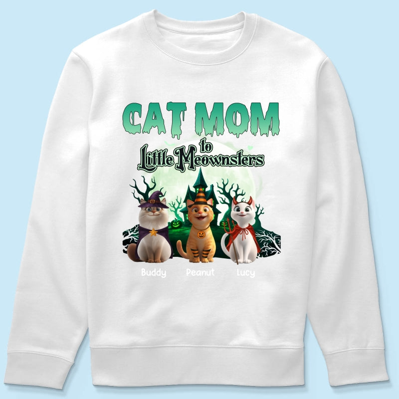 Cat Mom to Little Meownsters Personalized Shirt, Halloween Shirt for Cat Moms