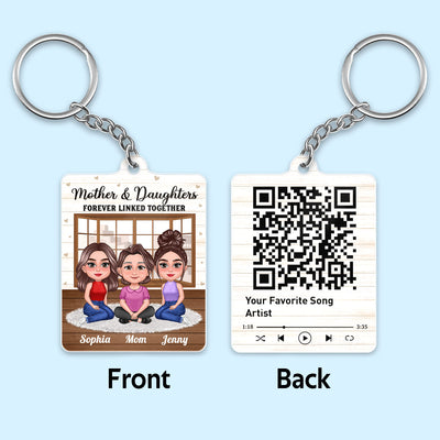 Pretty Doll Mother Daughter Window Personalized Acrylic Keychain