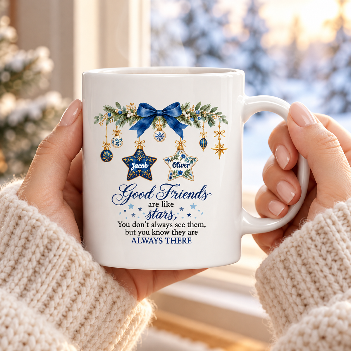Good Friends Are Like Stars - Personalized Mug - Christmas Gift for Best Friends