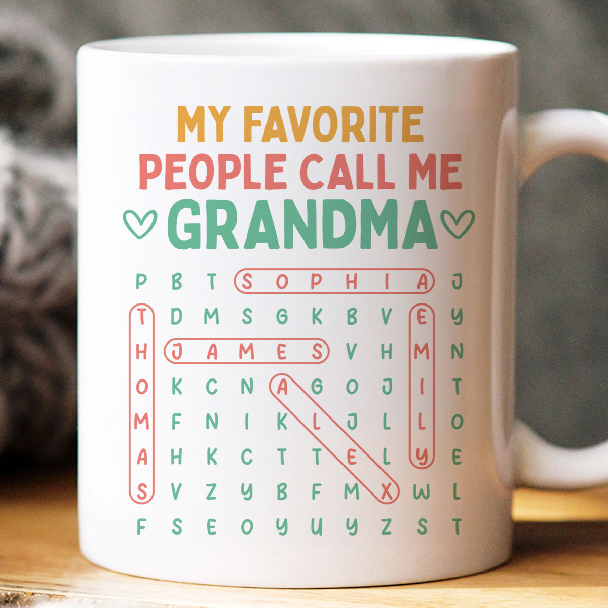 My Favorite People Call Me Grandma Word Search Puzzle - Personalized Mug - Heartfelt Mother's Day Gift for Grandma, Wife
