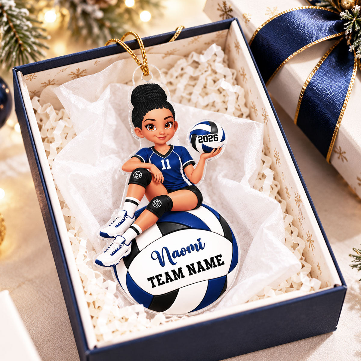 Proud Volleyball Player Slay Girl - Personalized Acrylic Ornament - Christmas Gift For Volleyball Players, Granddaughter, Daughter