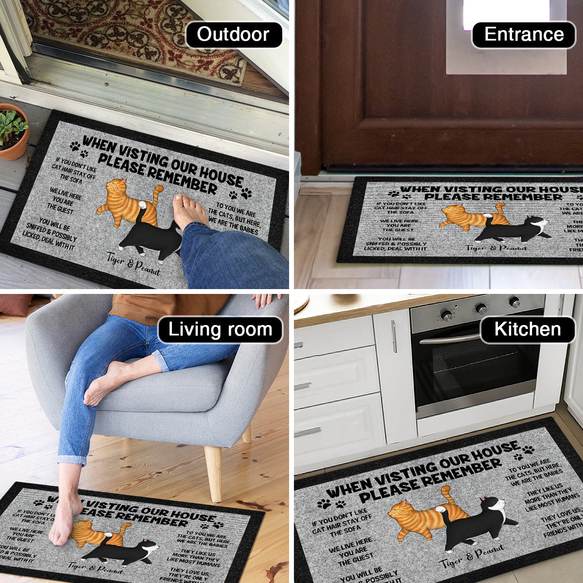 Please Remember When Visiting Cat House, Funny Cat Lover Rug Doormat
